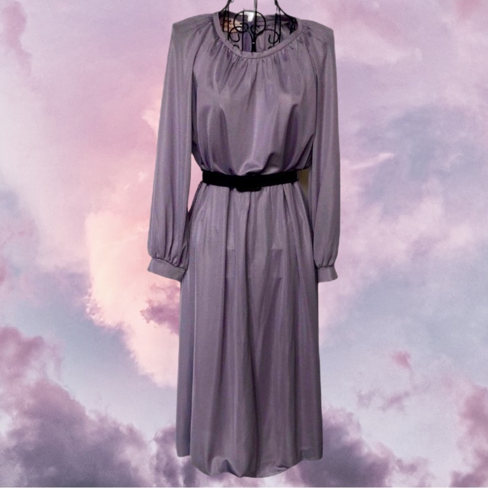 Vintage Newton Centre Lilac Blouson Dress Size Medium - Picture 10 of 14